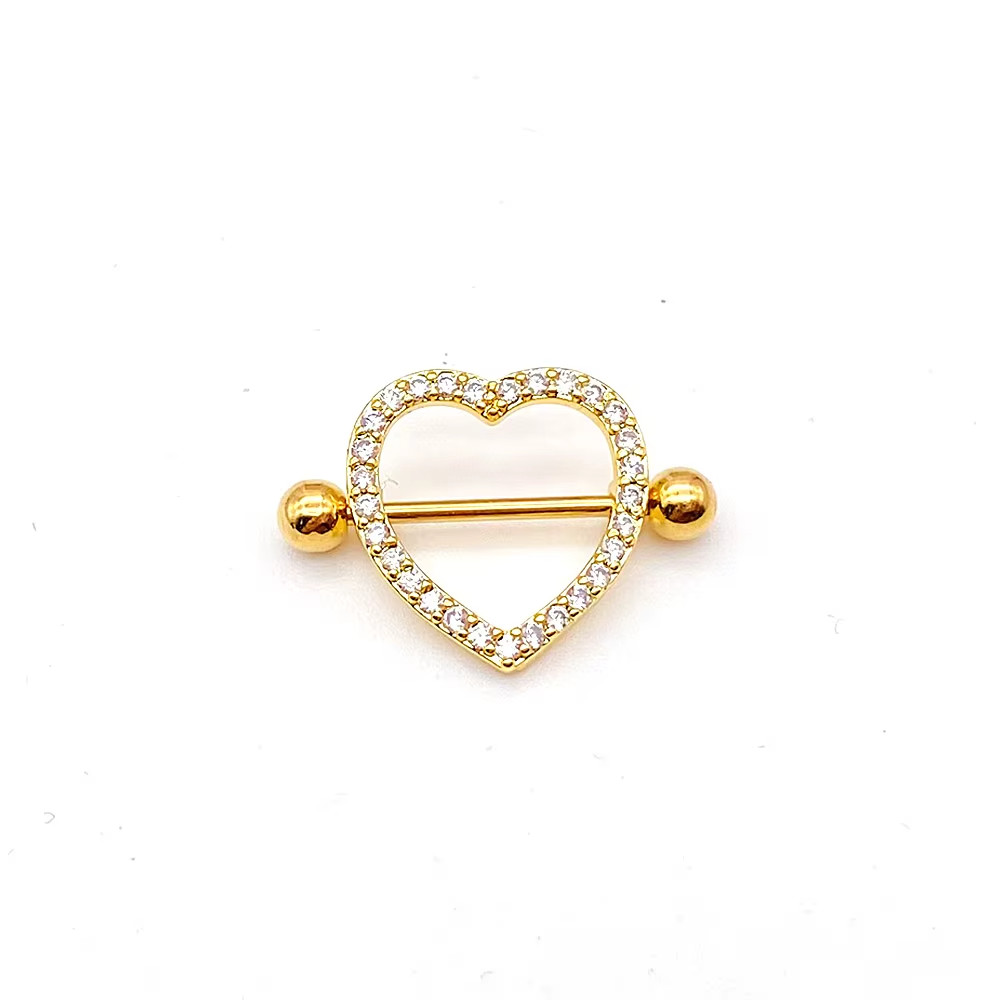 Piercing De Peito De Aço Inoxidável Barra De Piercing De Mamilo, Anéis De Mamilo, Capa De Escudo, Piercing Sexy, 1 Peça