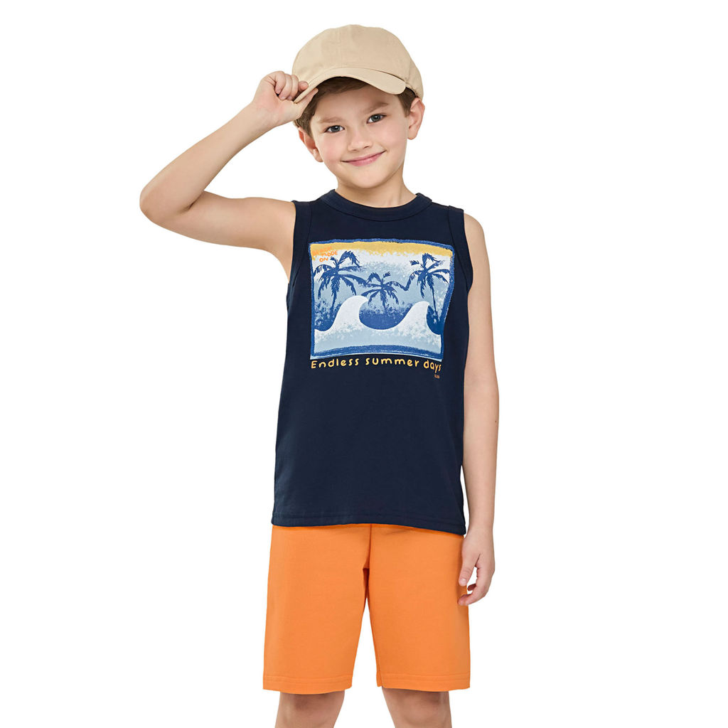 Conjunto Infantil Menino Curto Moletom Elian Azul