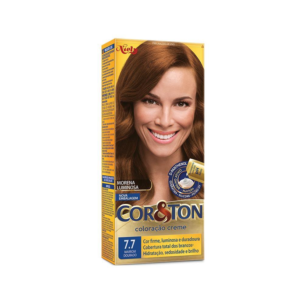 Coloração Niely Cor&Ton Marrom Dourado 7.7 em Oferta na Shopee