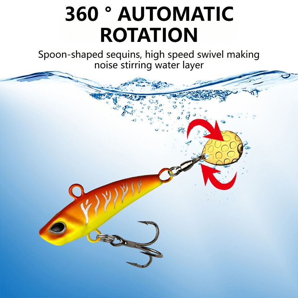 SKYBAITS , Isca De Pesca VIB Fundida Longa De 1 Peça Dura Giratória Com Rolamento De Gancho Agudo De Lâmina De Metal 7g-