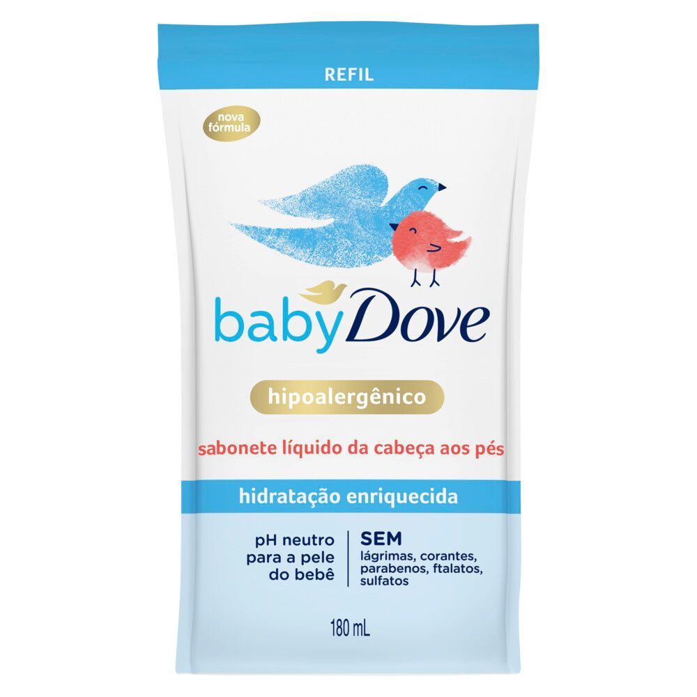 Sabonete Líquido Dove Baby Hidratação Enriquecida Refil 180ml em Oferta na Shopee