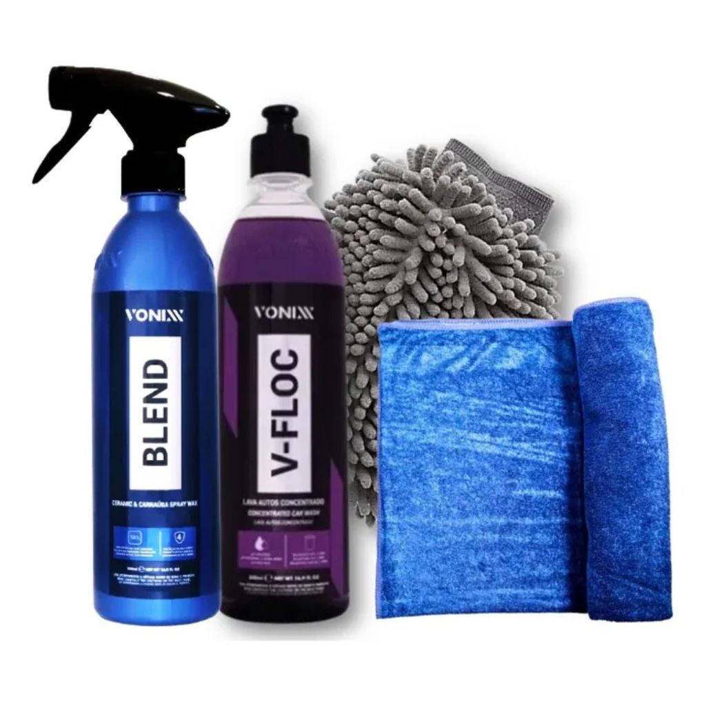 Kit Limpeza Automotiva Profissional V-Flog + Blend Vonixx Limpa Plásticos Painel e Acabamento Alto Brilho