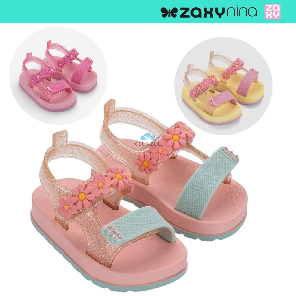 Sandália Infantil Zaxy Nina Baby Flores Menina Conforto Original em Oferta na Shopee