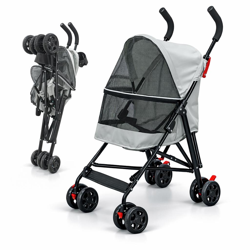 Carrinho de Passeio Pet com Porta Copo para Cães e Gatos 5kg Dobrável