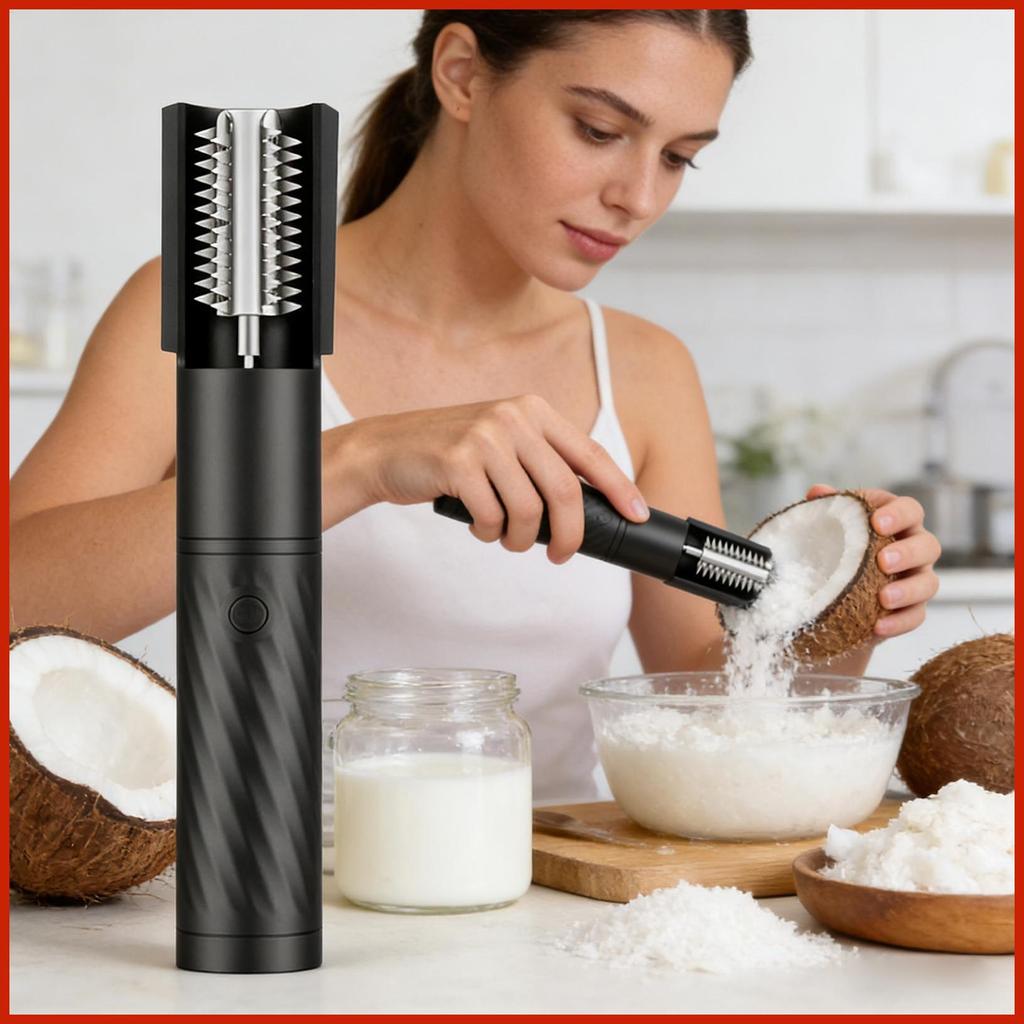 Coco Raspador Elétrico Portátil Sem Fio Anti-Respingo Rotativo Removedor De Carne Para Peixe Cozinha habke1br