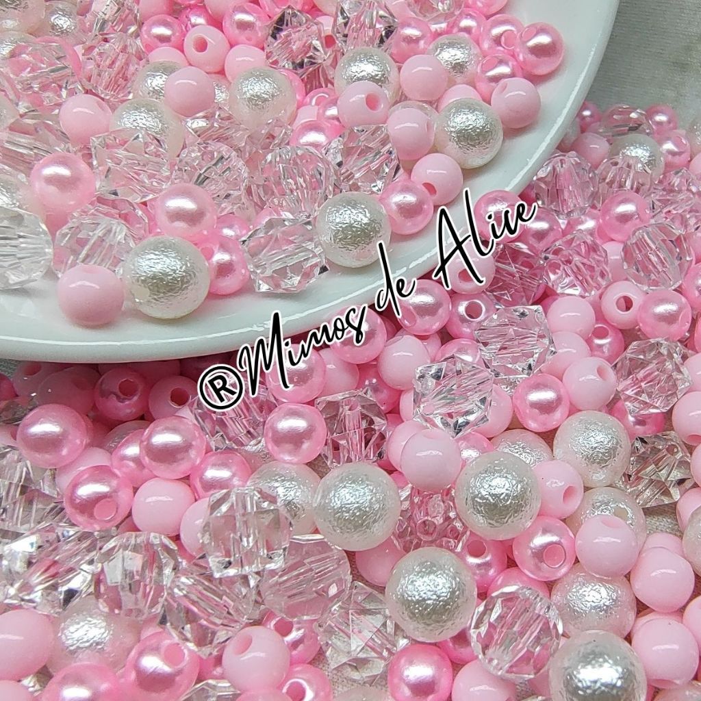 Blend Mix Rosa Aprox.380/760 pçs Perola Miçanga Leitosa Cristais Pedraria brincos bijuterias Diy em Oferta na Shopee
