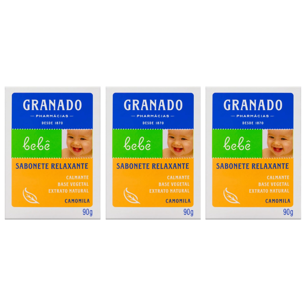 Kit C/ 3 Sabonete Granado em Barra Bebe Camomila Glicerina 90g