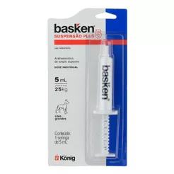 Vermífugo Basken Plus Suspensão 5ml P/ Cães Grandes até 25kg