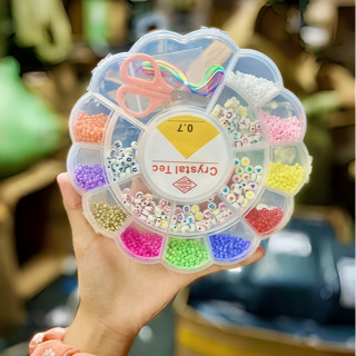 Maleta Infantil Kit de Miçangas + Linha Silicone + Tesoura Miçangas de Fazer Pulseiras Miçangas Colares em Oferta na Shopee