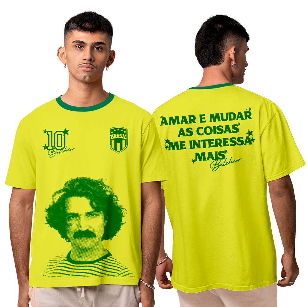 Camiseta Algodão Unissex Belchior Copa do Mundo Brasil Core Camisa Masculina T-Shirt Feminina