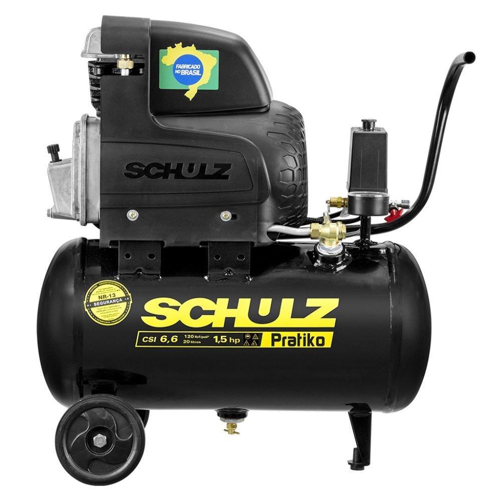 Motocompressor de Ar Portátil Pratiko CSI 6,6/20 1,5HP 20L com Rodas 127V