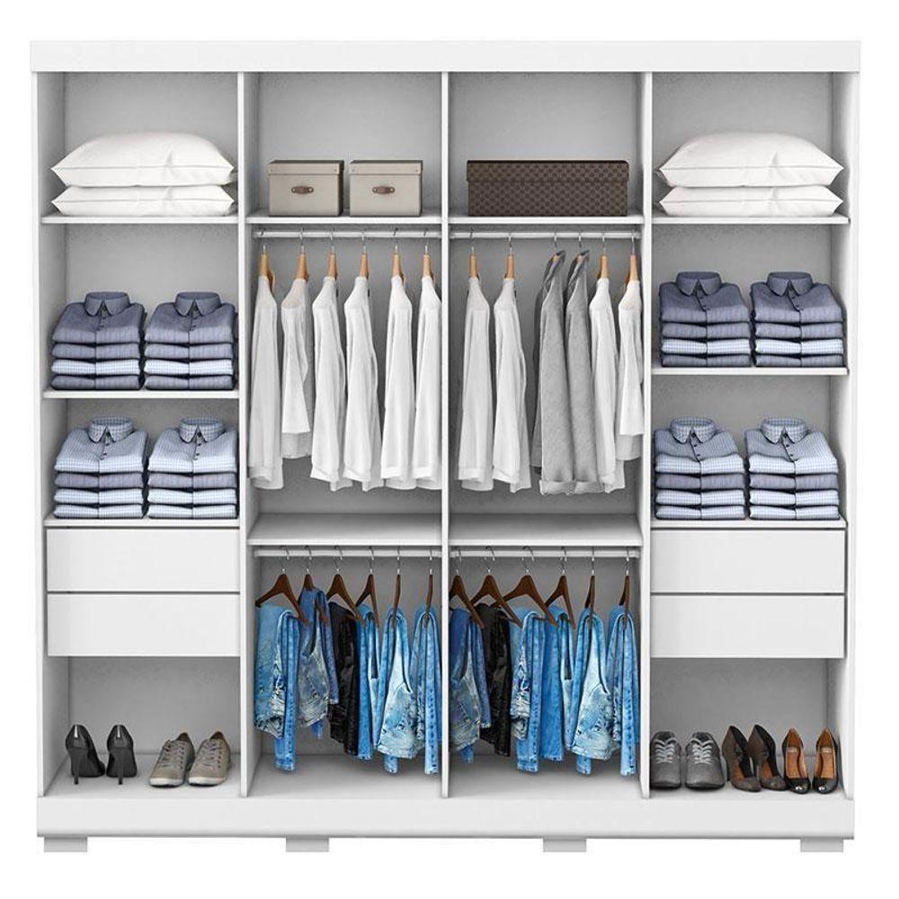 Guarda Roupa Casal Porto 8 Portas 4 Gavetas E Armário Multiuso 2 Portas 2000191 Branco Tx - Aramóveis — imagem 2 de 2