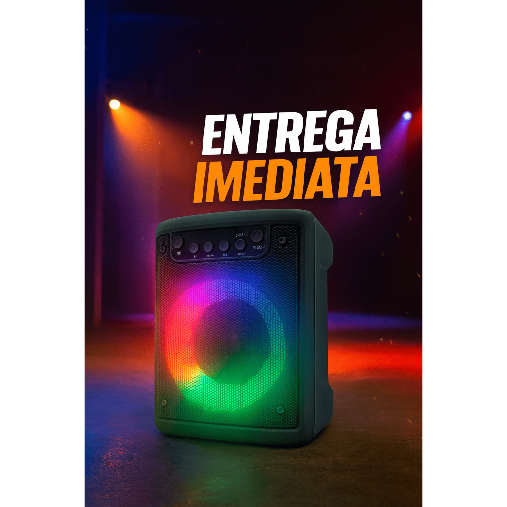 Caixa de Som Bluetooth Caixinha Som Portatil Potente com Excelentes Graves Luzes Radio Fm Usb Sd Selo Anatel