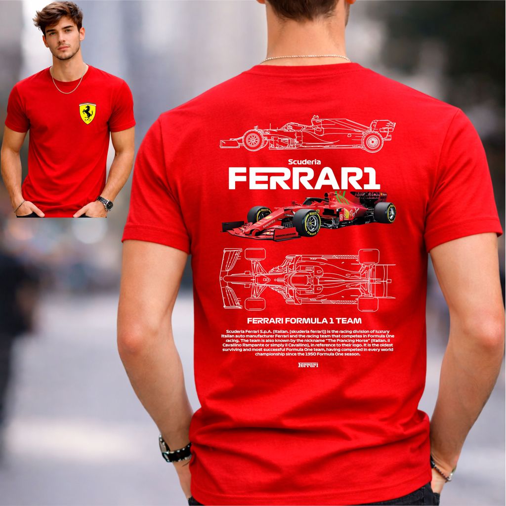 Camiseta Algodão Ferrari Scuderia MotorSport  T-Shirt Premium Unissex  Conforto e Estilo - Promoção em Oferta na Shopee