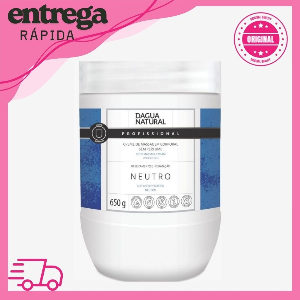 Creme De Massagem Corporal D’água Natural Neutro 650g Sem Perfume Hidratação em Oferta na Shopee