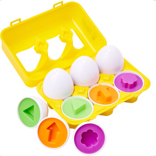 Brinquedo Educativo Jogo Montar Formas Geométricas Encaixe Caixa 6 Ovos Ovo Plástico Montessori Buba