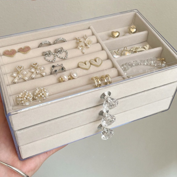 Porta Joia com 3 Camadas Acrílico Luxo- Brinco/ Anel/ Colar/ Pulseira