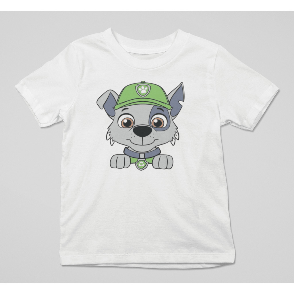 Camiseta Algodao Blusa Patrulha Canina Logo Rocky Desenho Infantil Menino Menina Unissex Camisa