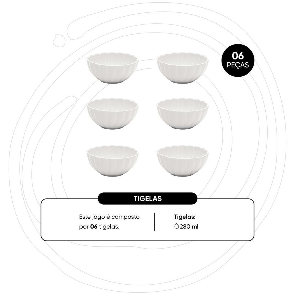 Jogo de 6 Tigelas Sobremesa 12cm Oxford Flora Camélia — imagem 2 de 2
