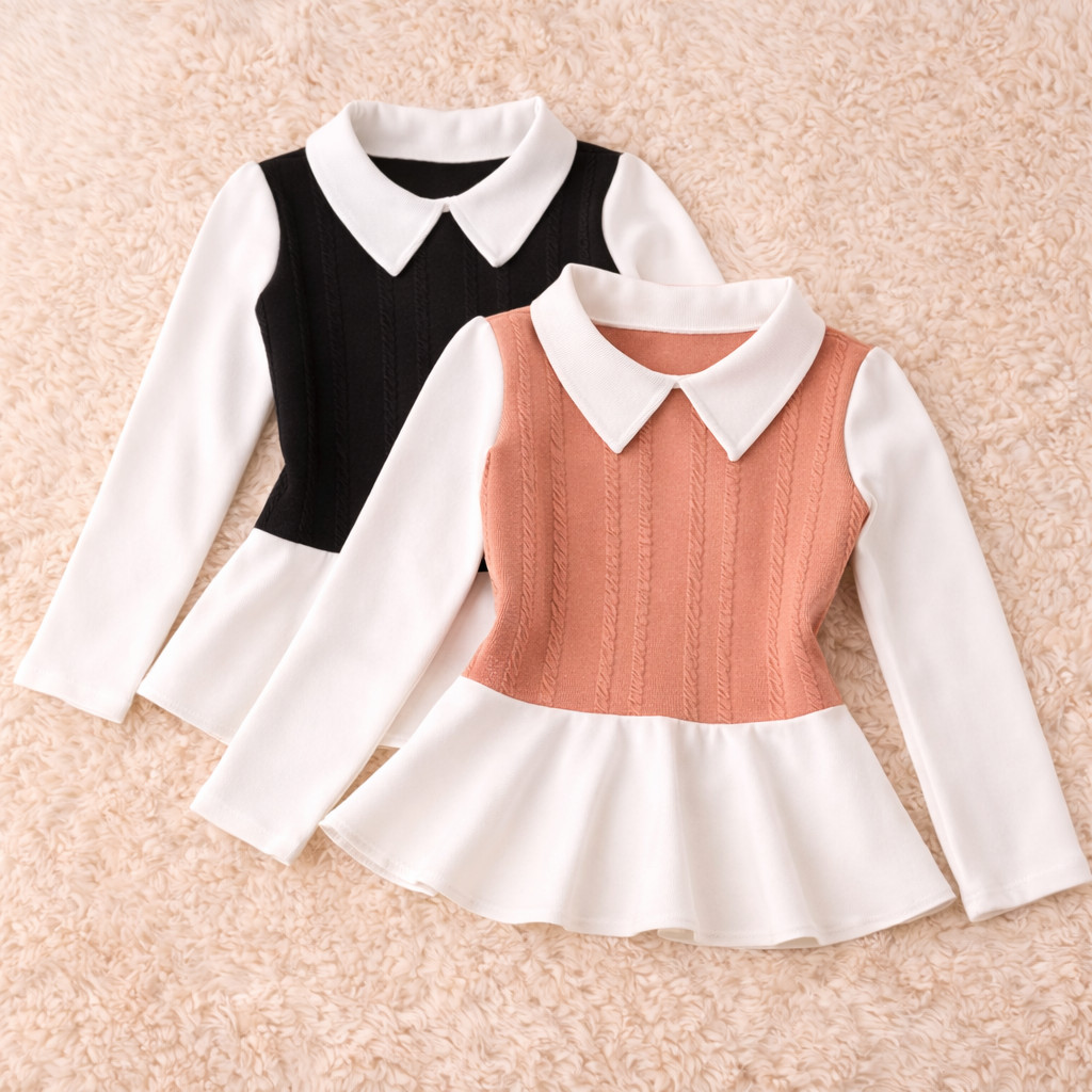 Blusa infantil de menina manga longa moda blogueirinha frio inverno/ blusa manga comprida