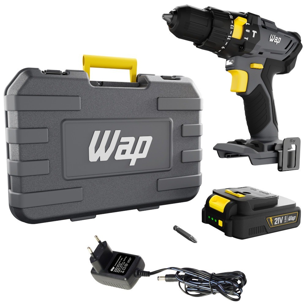 Furadeira Parafusadeira de impacto 3/8" a bateria 21V com maleta - K21 ID01 Wap em Oferta na Shopee