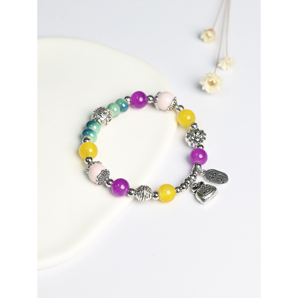 Paisagem étnica Dezhen contas de porcelana vidro frisado pulseira cerâmica gato sorte novas namoradas chinesas estudante