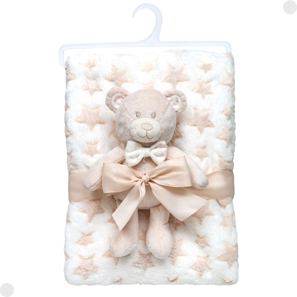 Mantinha Com Ursinho Soninho Bege Para Bebês 18066 - Buba em Oferta na Shopee