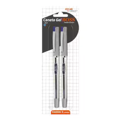 Caneta Gel Boss 0.55 - Blister C/ 2 Unid. Azul Jocar Office Leonora - 97956