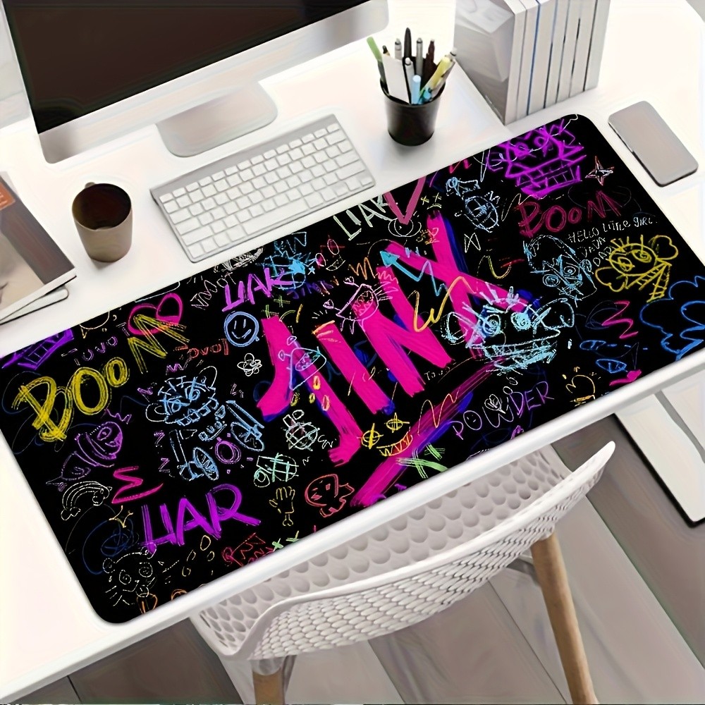 Mouse Pad Gamer Para Jogo Escritório Com A Personagem Jinx League of Legends