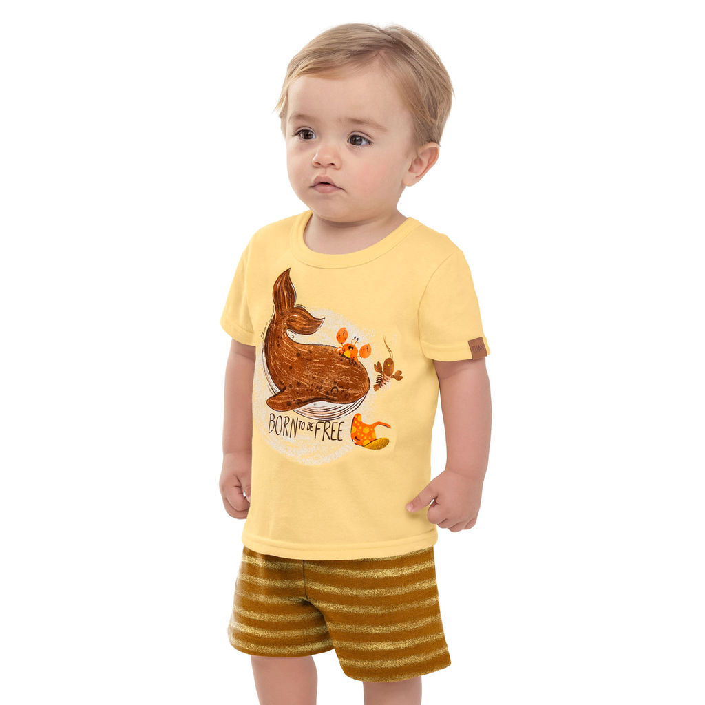 Conjunto Bebê Menino Desenho Baleia Elian Amarelo em Oferta na Shopee