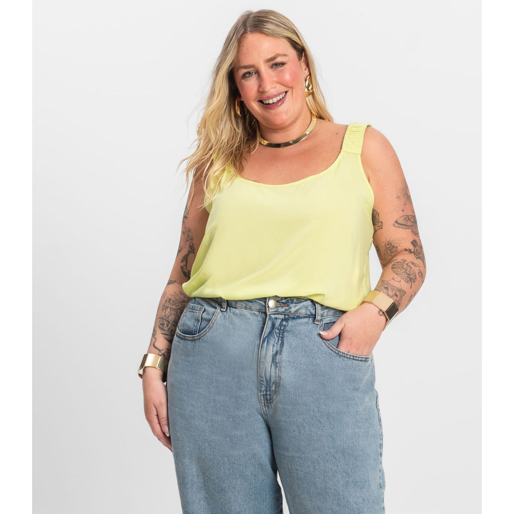 Regata Feminina Plus Size Infinita Cor Amarelo