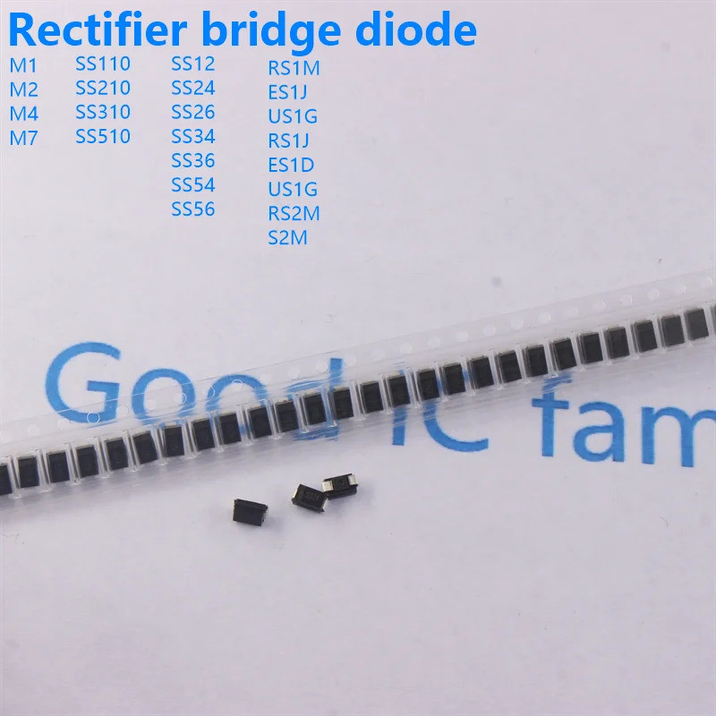 Diodo De Ponte Retificadora M7 M1 M2 M4 SS110 SS210 SS310 SS510 SS14 SS24 SS26 SS34 SS36 SS54 SS56 RS1M ES1J US1G RS1J E