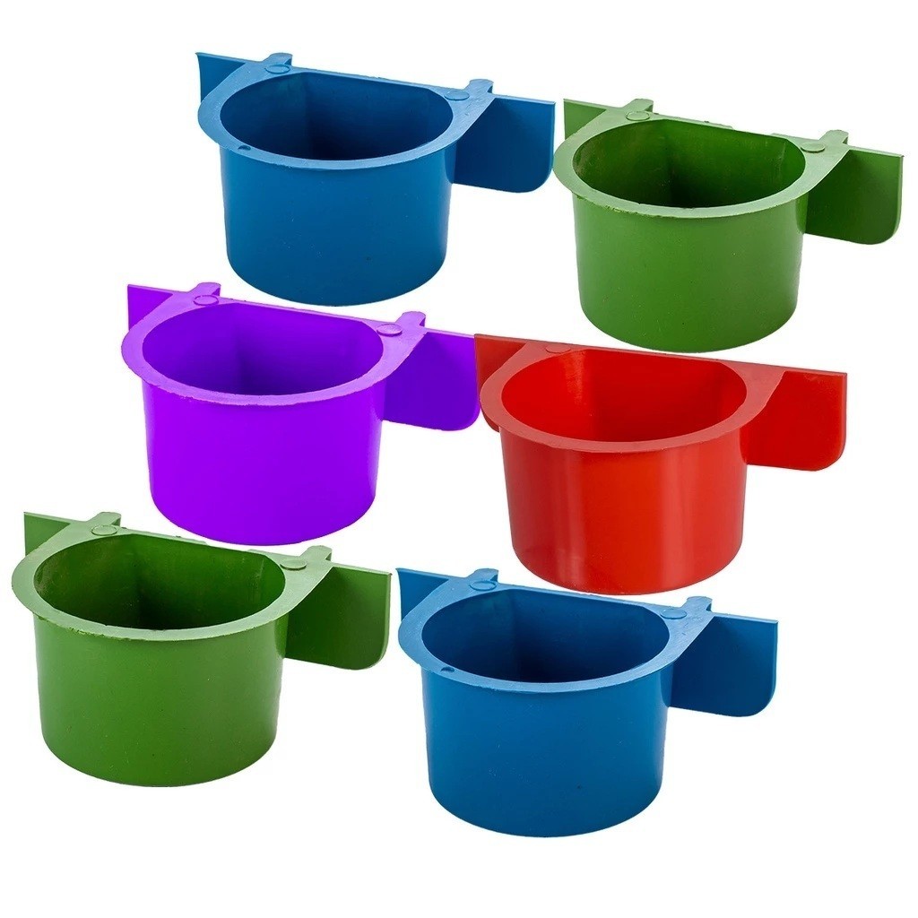 Kit 6 unidades Comedouro Com Aba Lateral para Gaiola - Passaros / Aves em Oferta na Shopee