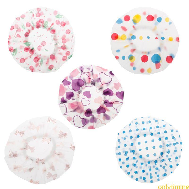 onlytiming Touca Banho Elástica Reutilizável Para Bebê Faixa Estampada