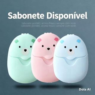 1 Case de 50 Pcs de papel sabão descartável portátil bonito em caixa de papel sabonete Mini fatia em Oferta na Shopee