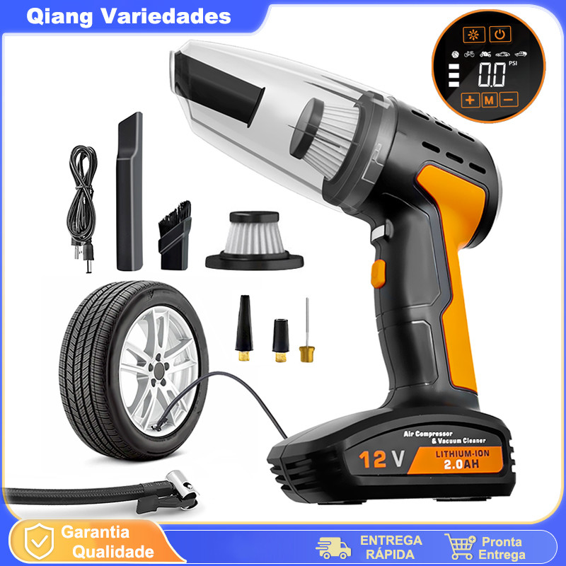 Aspirador 4em1 Portátil Automotivo Carregar/teste De Pressão Inflador De Pneus Sem Fio