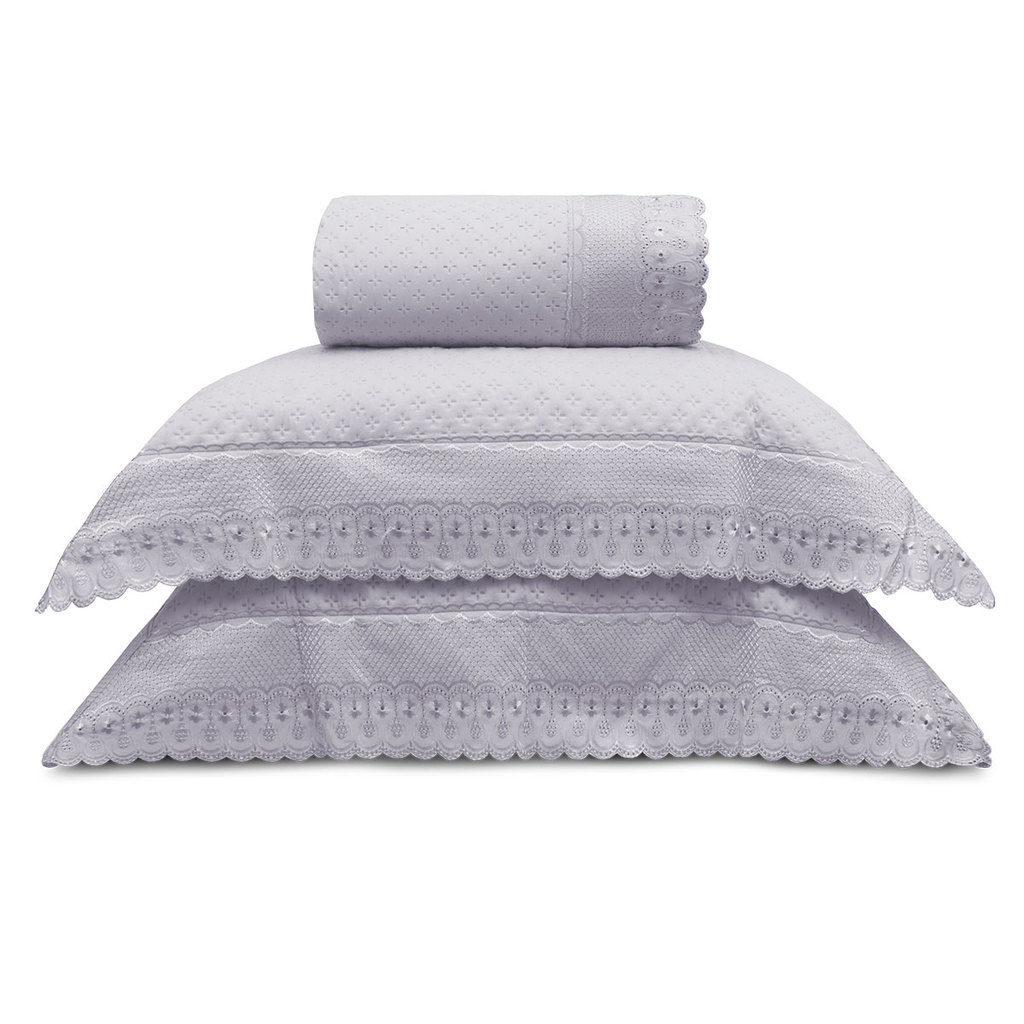 Kit Colcha com 2 Porta Travesseiros King Appel Lavanda Floral