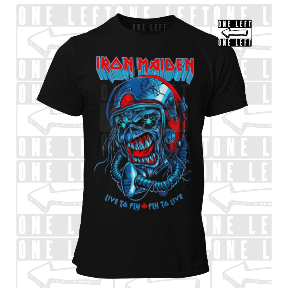 Camiseta Iron Maiden Live To Fly Fly to Live Camisa 100% Algodão Rock In Roll Turne Brasil Roqueiro Skull Caveira