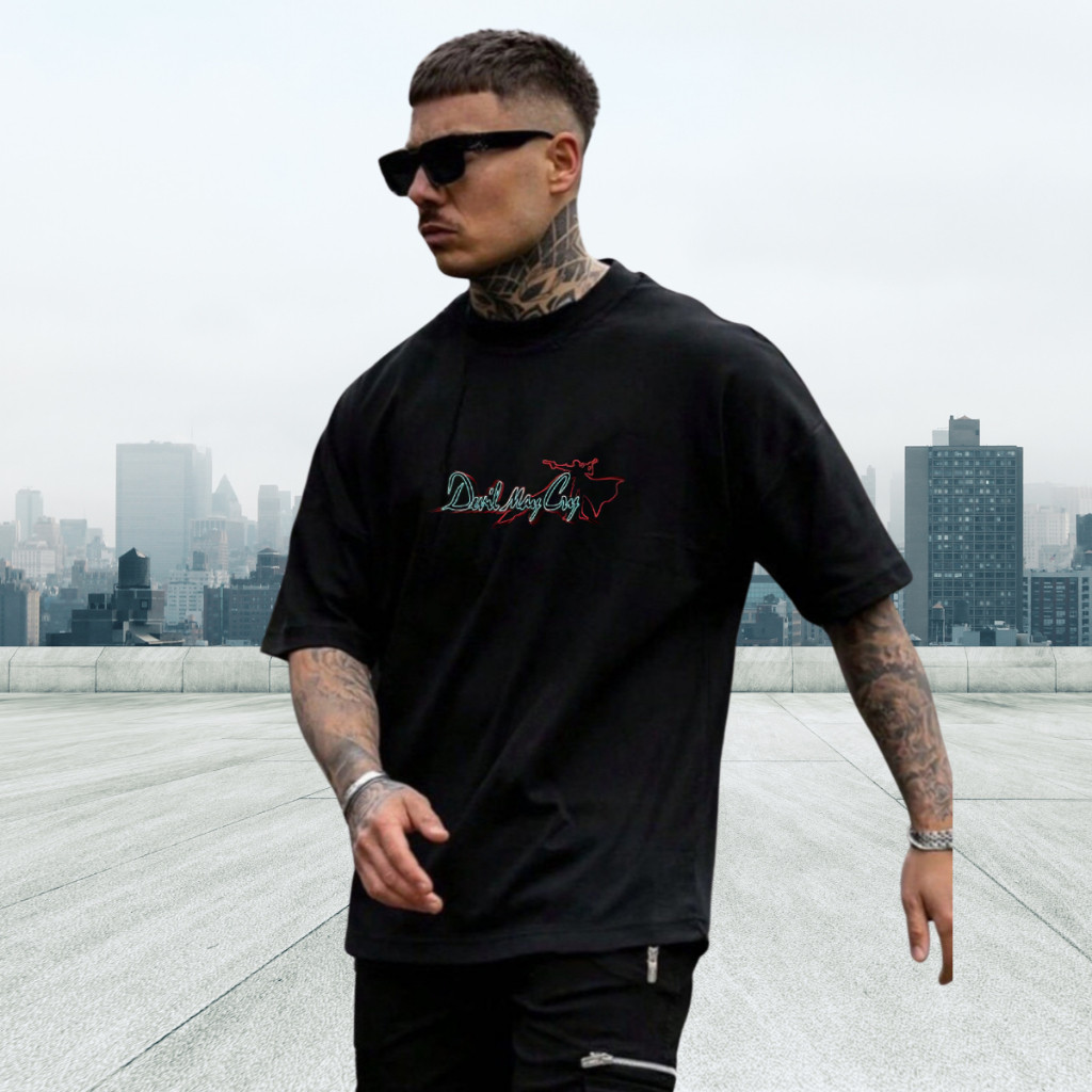 [Camiseta Premium em Algodão Puro]GXG Camiseta Masculina Devil May Cry Dante Caçador de Demônios Anime Oversized Academi