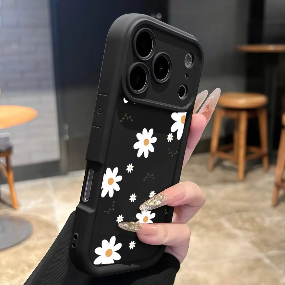 Capinha Para Samsung A07 A17 A56 A36 A55 A54 A16 A15 A14 A35 A32 A16 Capa de celular Padrão de crisântemo branco De Case
