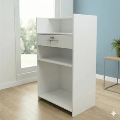 Balcão de Recepção Compacto MDP - Organizador com Prateleiras