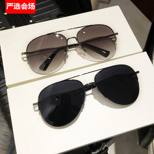 oculos de sol masculino Influenciador óculos de sol masculino cor gradiente sapo óculos de Metal meia armação óculos de