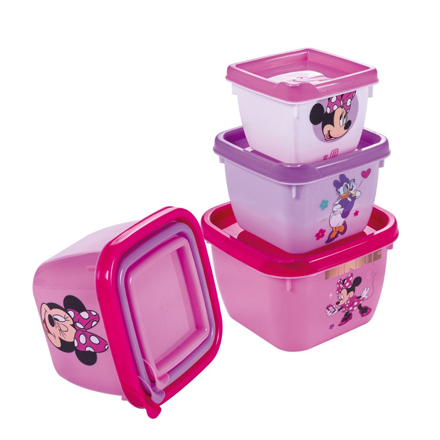 Kit Potes Plasútil Conect Decorado Minnie - 3 Peças em Oferta na Shopee