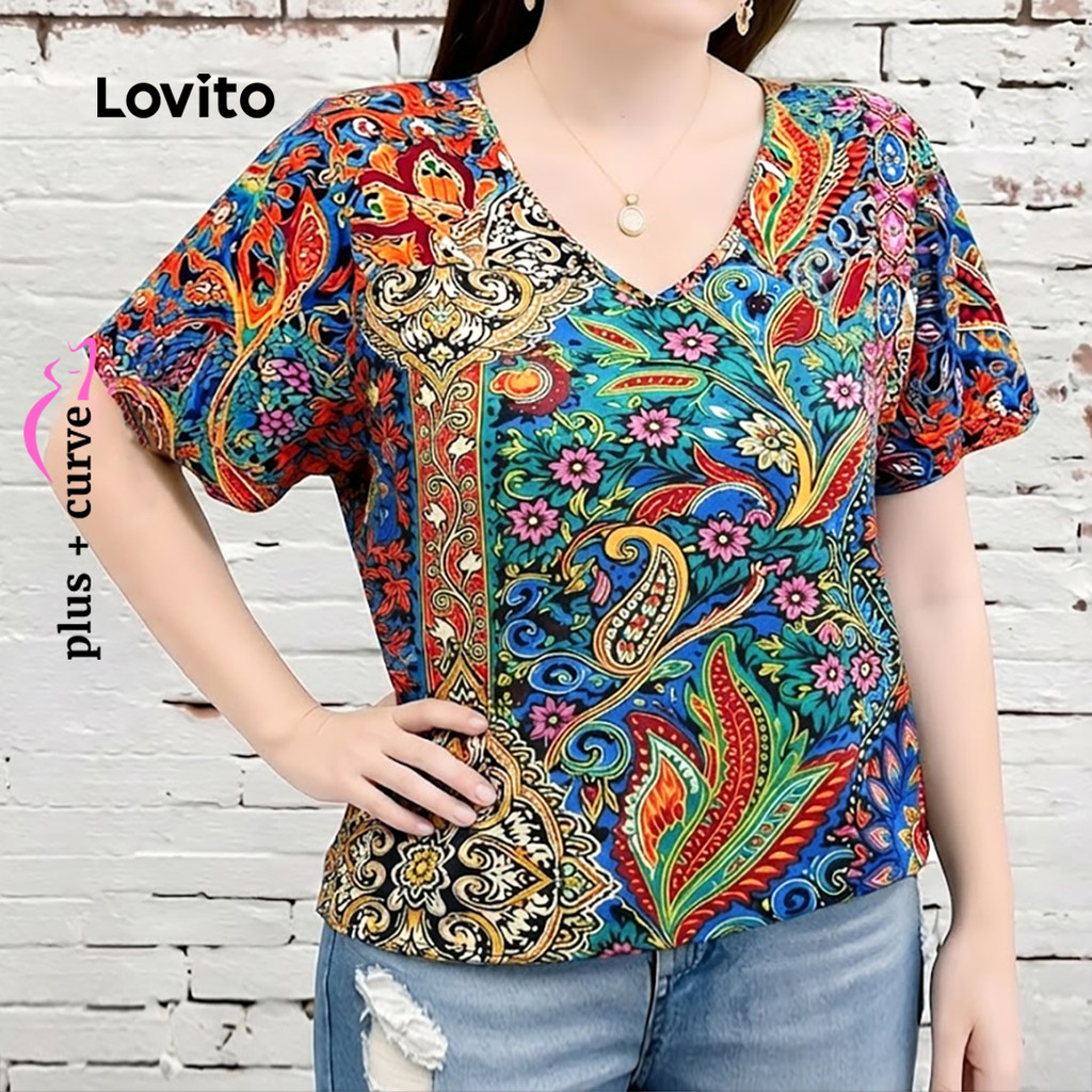 Lovito Blusa Boho para Primavera/verão Blusa Feminina LNE130X040
