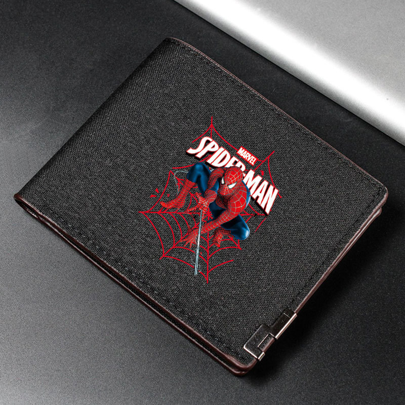 Nova Carteira De Lona Do Homem Aranha Dobrável Portátil Anime Cartão Bancário Moeda Zíper Aniversário Das Crianças
