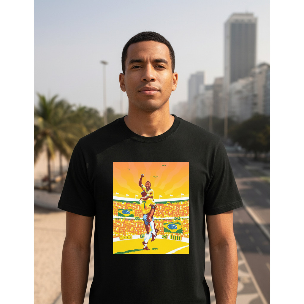 Camiseta Unissex Brasil País Futebol 100% Algodão Pelé Copa do mundo Torcedor  Estampada Envio Imediato