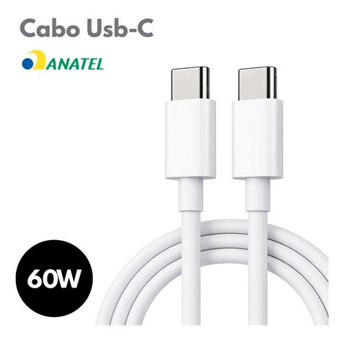 Cabo Usb c Carregador Turbo Tipo C Duplo Para Samsung iPhone Motorola 60w 1m Car