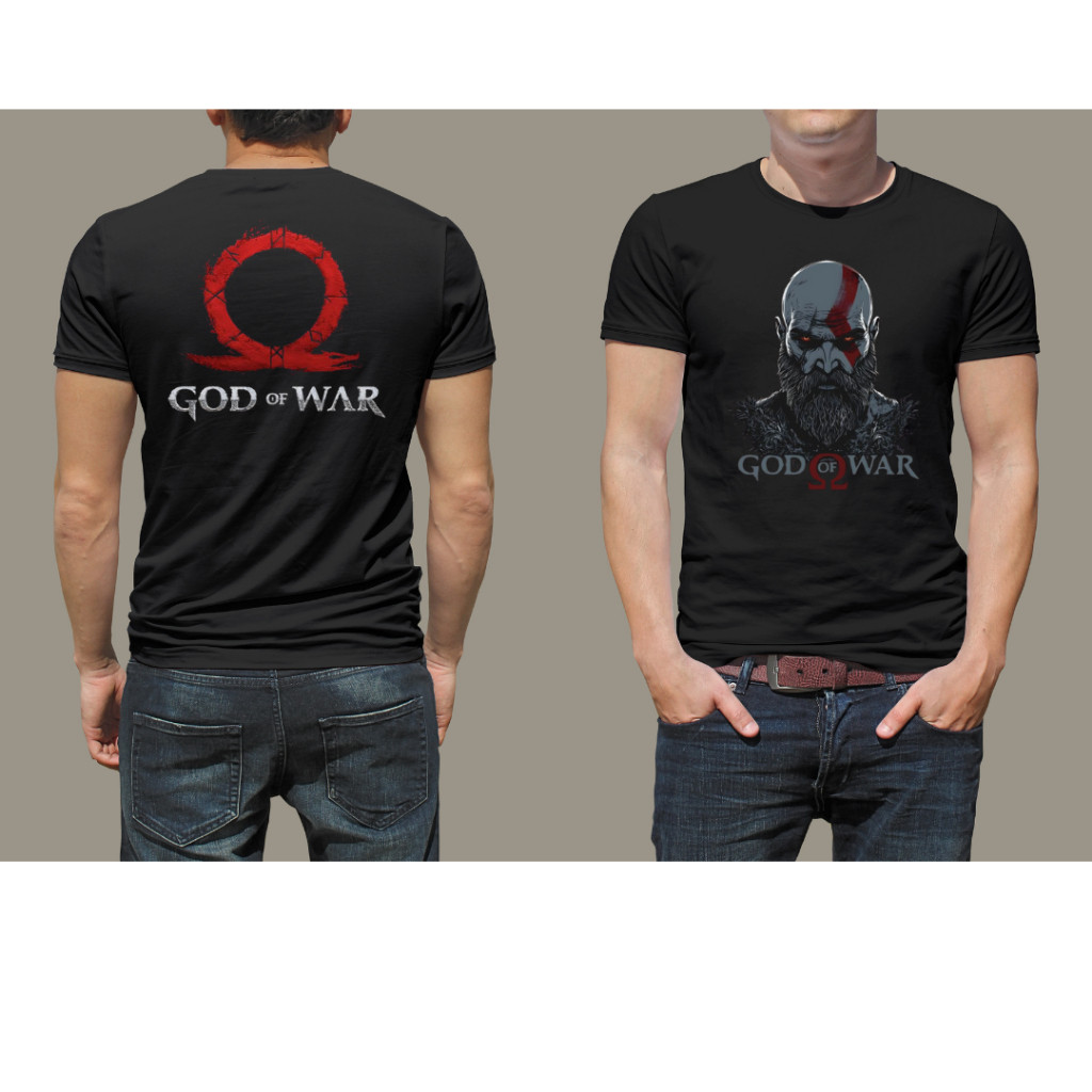 [Camiseta Premium em Algodão Puro]GXG Camiseta Frente e Costa Deus Da Guerra Gamers Top PS God Of War Envio Rapido!