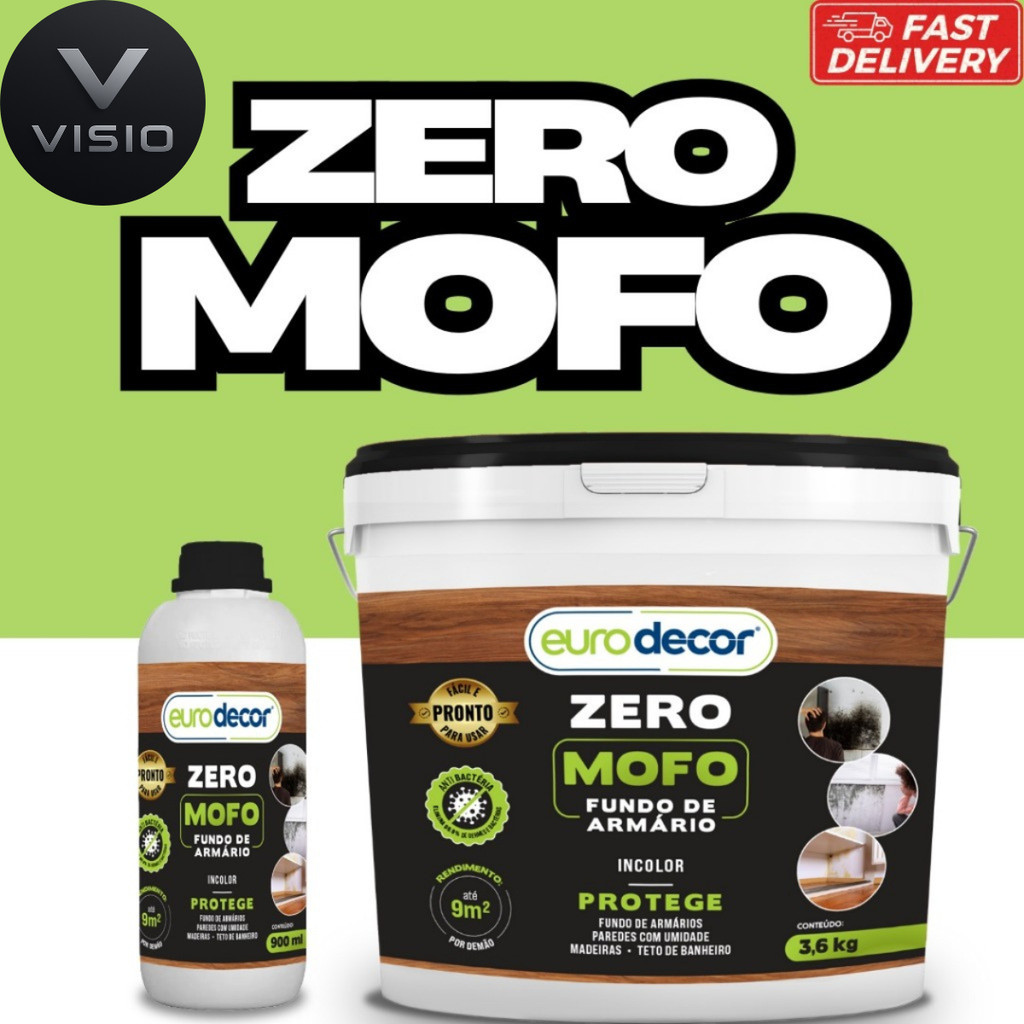 Zero Mofo 3,6L Pinturas, Madeira e Texturas Internas e Externas Verniz Anti Mofo 900ml