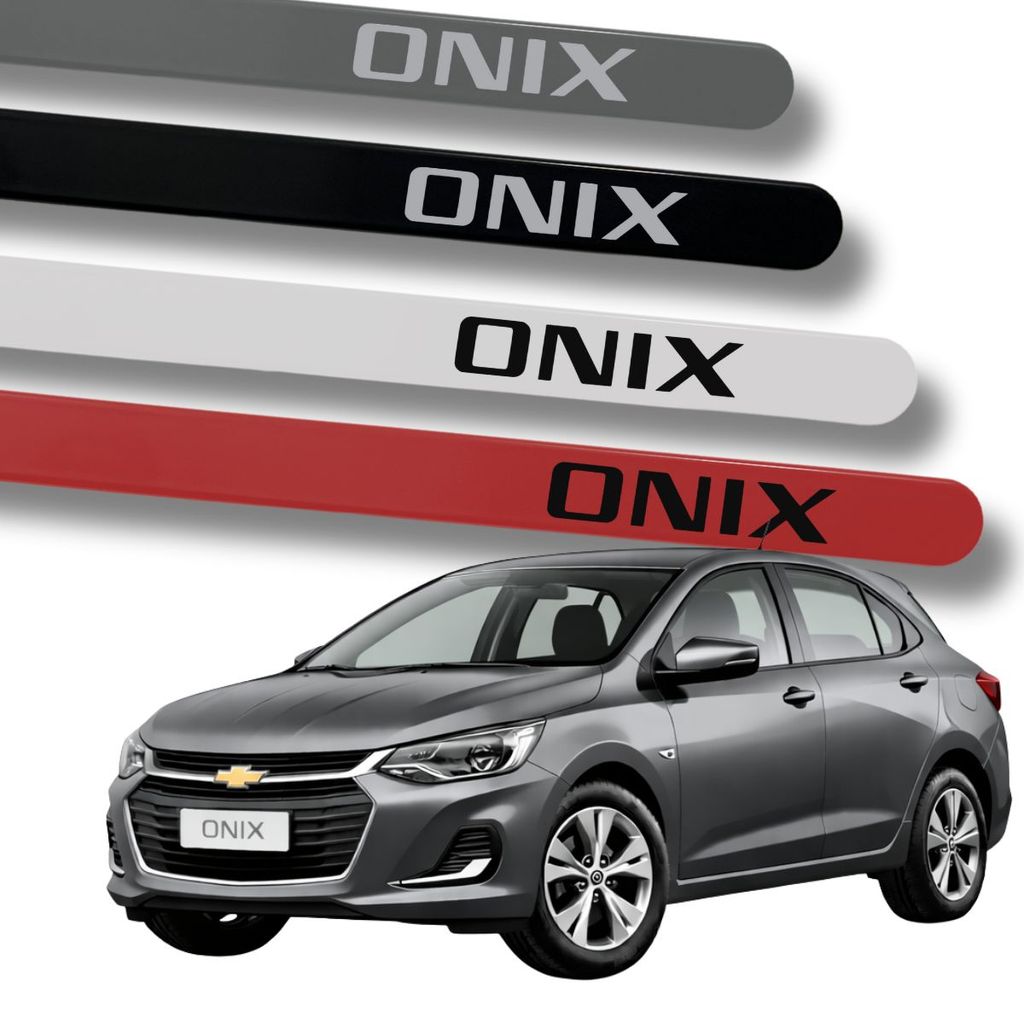 Jogo Friso Slim Lateral Chevrolet Onix Original com Grafia Ponta Redonda